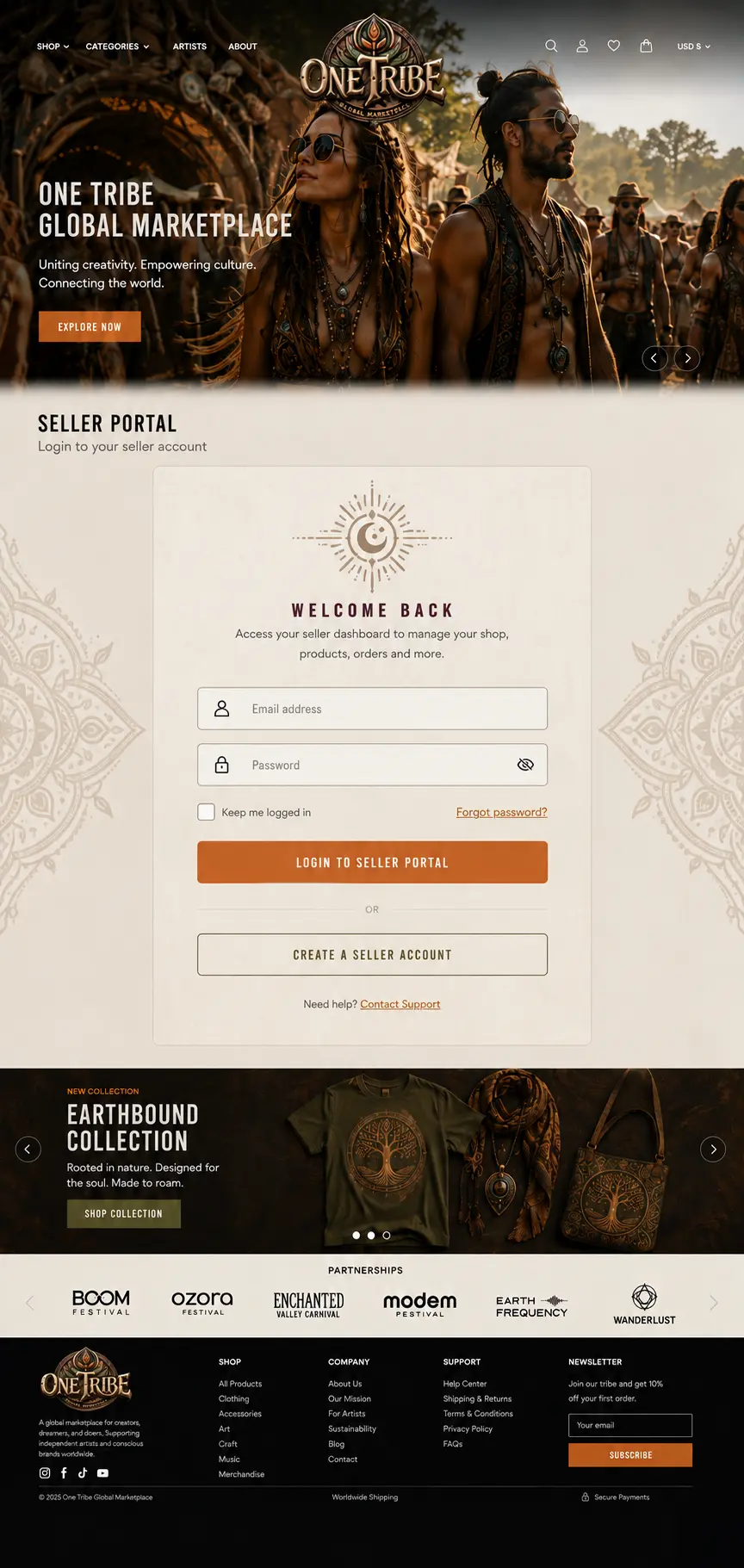 Preview of the Seller Portal page
