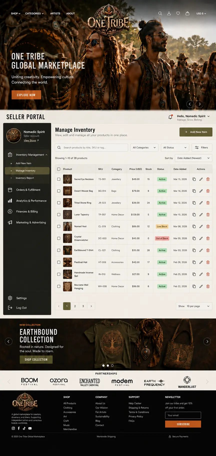 Preview of the Seller Tools page